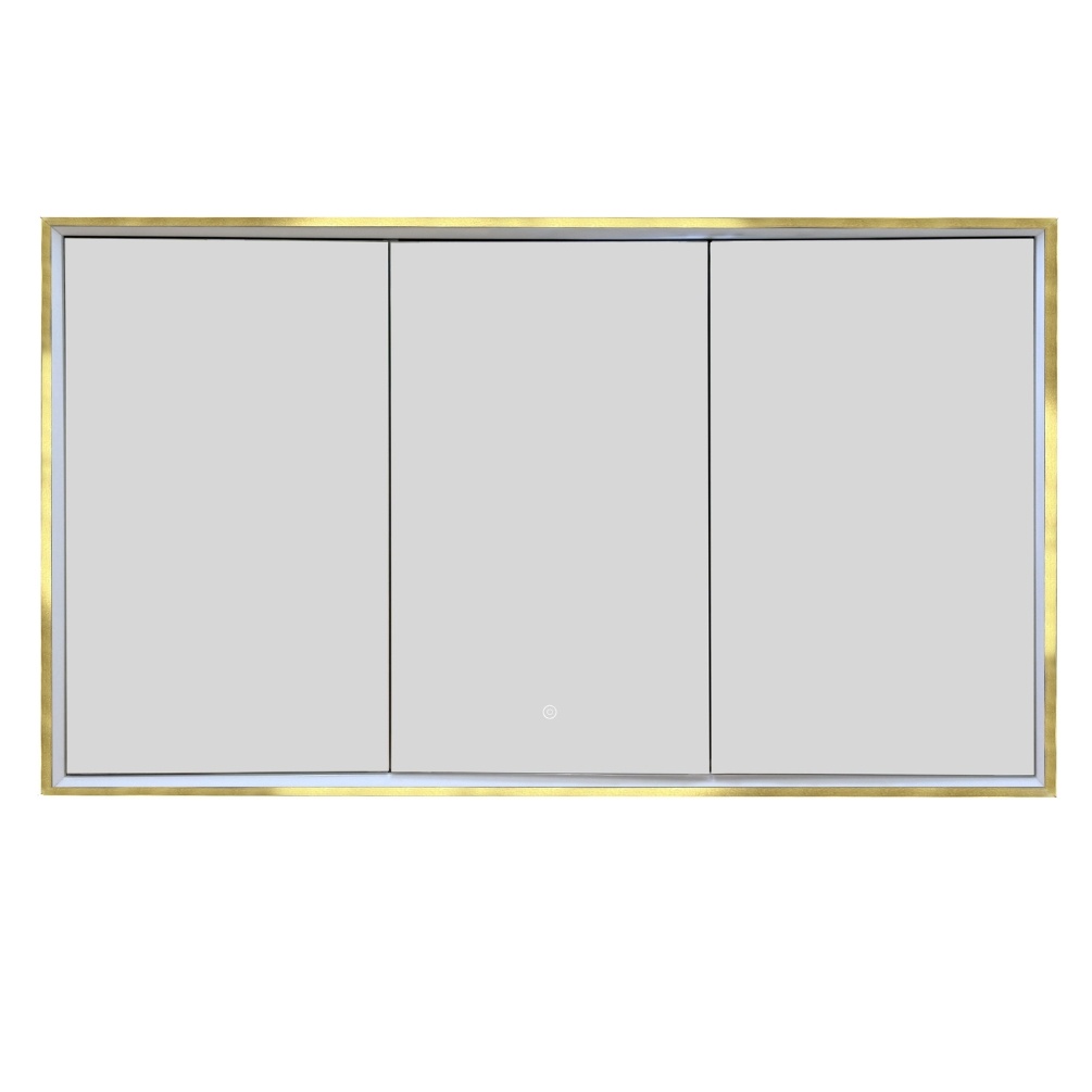 JTP Luca Brushed Brass Recessed 3-Door Mirror Bathroom Cabinet Cut Out